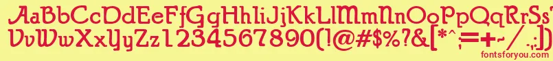 Fonte PuritanAlternate Bold – fontes vermelhas em um fundo amarelo
