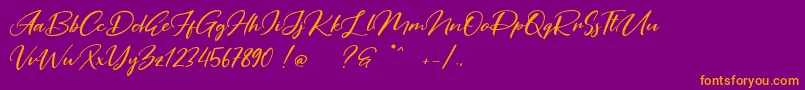 Purple Pen-Schriftart – Orangefarbene Schriften auf violettem Hintergrund