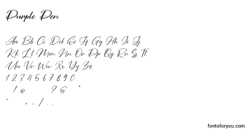 Purple Pen (137549)フォント–アルファベット、数字、特殊文字