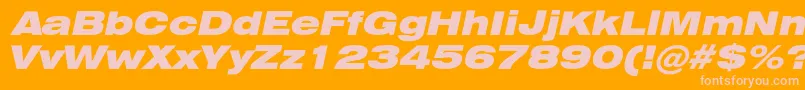 Fonte HeliosextblackcItalic – fontes rosa em um fundo laranja