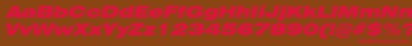 HeliosextblackcItalic Font – Red Fonts on Brown Background