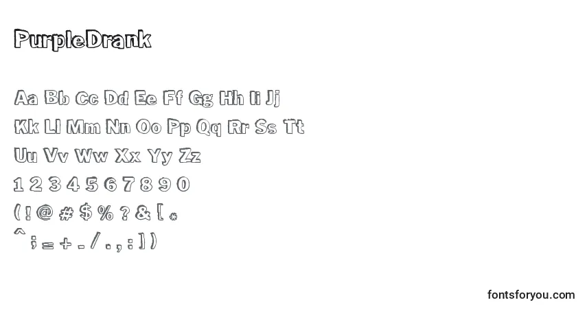 Schriftart PurpleDrank – Alphabet, Zahlen, spezielle Symbole
