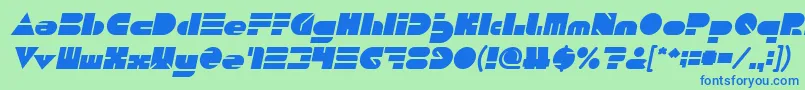 Шрифт PUSH THE BUTTON Bold Italic – синие шрифты на зелёном фоне