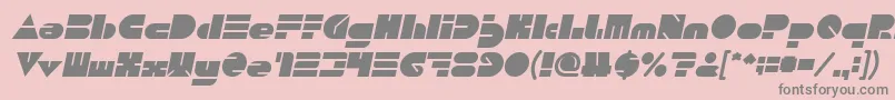 Fonte PUSH THE BUTTON Bold Italic – fontes cinzas em um fundo rosa