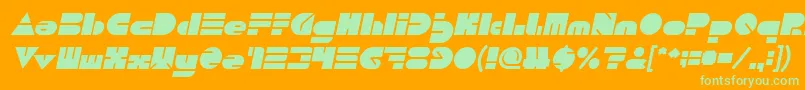 Шрифт PUSH THE BUTTON Bold Italic – зелёные шрифты на оранжевом фоне