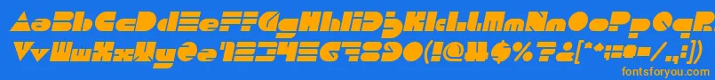 PUSH THE BUTTON Bold Italic Font – Orange Fonts on Blue Background