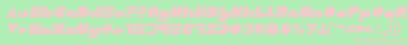 PUSH THE BUTTON Bold Italic-fontti – vaaleanpunaiset fontit vihreällä taustalla
