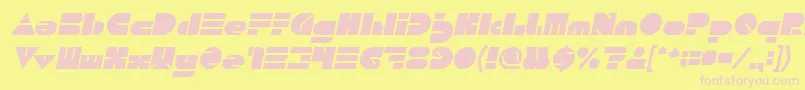 フォントPUSH THE BUTTON Bold Italic – ピンクのフォント、黄色の背景