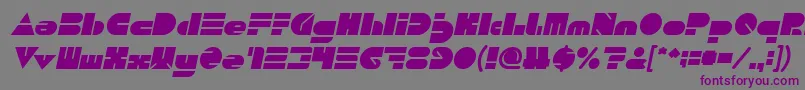 フォントPUSH THE BUTTON Bold Italic – 紫色のフォント、灰色の背景