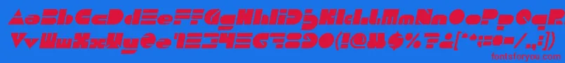 PUSH THE BUTTON Bold Italic Font – Red Fonts on Blue Background