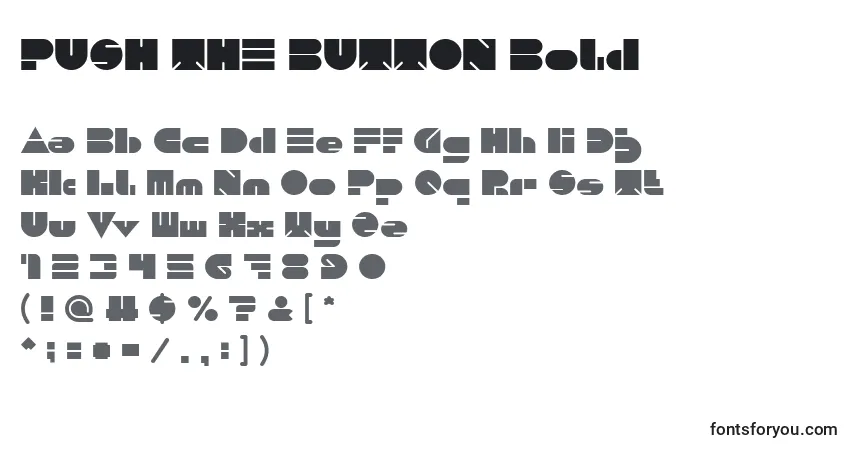 Czcionka PUSH THE BUTTON Bold – alfabet, cyfry, specjalne znaki