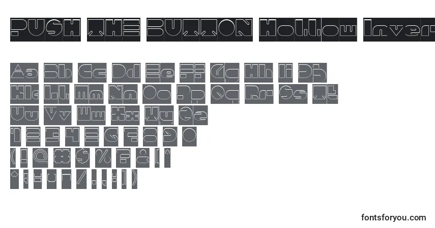 Шрифт PUSH THE BUTTON Hollow Inverse – алфавит, цифры, специальные символы