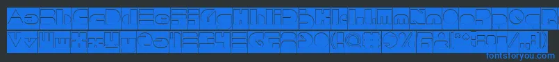 PUSH THE BUTTON Hollow Inverse Font – Blue Fonts on Black Background