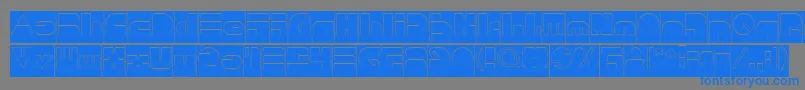 フォントPUSH THE BUTTON Hollow Inverse – 灰色の背景に青い文字