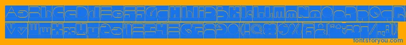 PUSH THE BUTTON Hollow Inverse Font – Blue Fonts on Orange Background