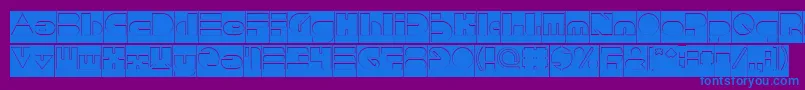 フォントPUSH THE BUTTON Hollow Inverse – 紫色の背景に青い文字