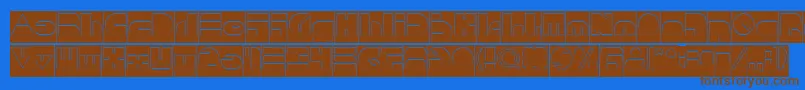 PUSH THE BUTTON Hollow Inverse Font – Brown Fonts on Blue Background