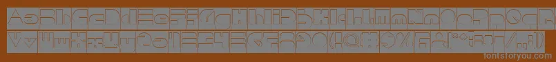 PUSH THE BUTTON Hollow Inverse-Schriftart – Graue Schriften auf braunem Hintergrund