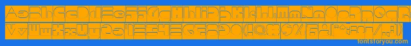 PUSH THE BUTTON Hollow Inverse Font – Orange Fonts on Blue Background