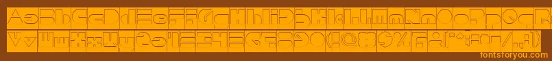 PUSH THE BUTTON Hollow Inverse Font – Orange Fonts on Brown Background