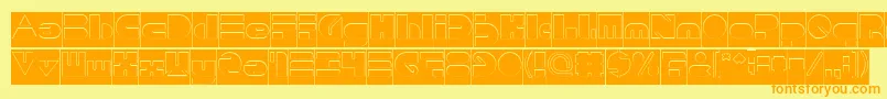 PUSH THE BUTTON Hollow Inverse Font – Orange Fonts on Yellow Background
