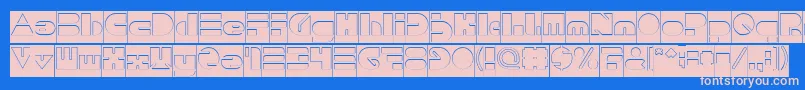 フォントPUSH THE BUTTON Hollow Inverse – ピンクの文字、青い背景