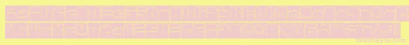 PUSH THE BUTTON Hollow Inverse-fontti – vaaleanpunaiset fontit keltaisella taustalla