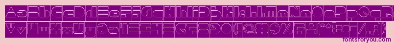 PUSH THE BUTTON Hollow Inverse-Schriftart – Violette Schriften auf rosa Hintergrund