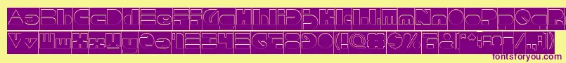 PUSH THE BUTTON Hollow Inverse Font – Purple Fonts on Yellow Background