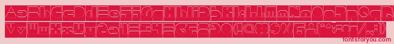 PUSH THE BUTTON Hollow Inverse-Schriftart – Rote Schriften auf rosa Hintergrund