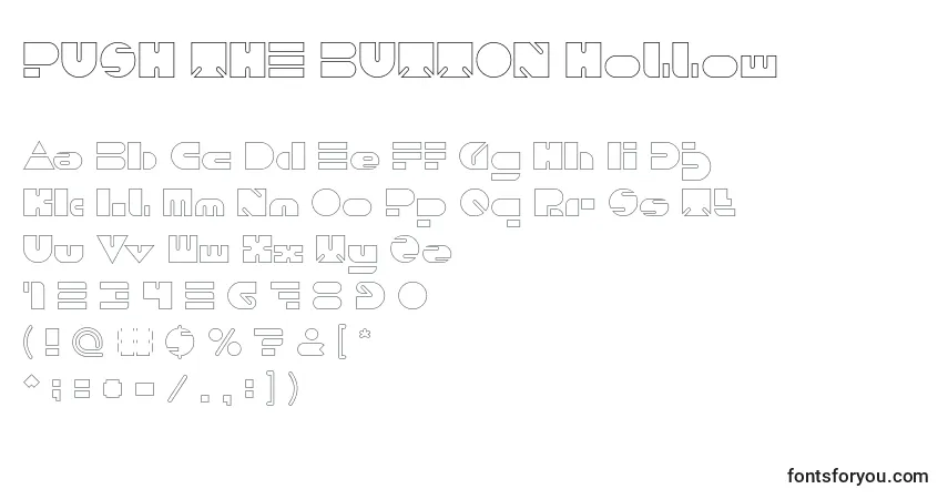 Czcionka PUSH THE BUTTON Hollow – alfabet, cyfry, specjalne znaki