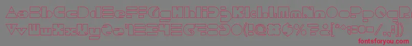 PUSH THE BUTTON Hollow Font – Red Fonts on Gray Background