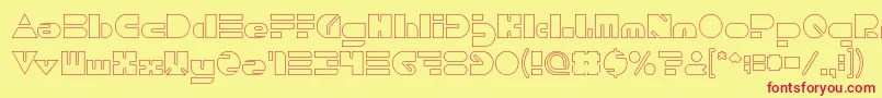 PUSH THE BUTTON Hollow Font – Red Fonts on Yellow Background