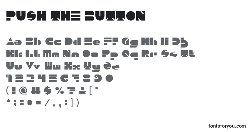 Schriftart PUSH THE BUTTON – Alphabet, Zahlen, spezielle Symbole