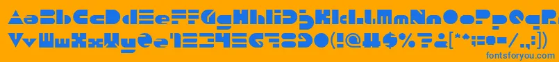フォントPUSH THE BUTTON – オレンジの背景に青い文字