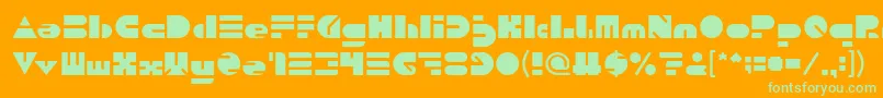 Fonte PUSH THE BUTTON – fontes verdes em um fundo laranja