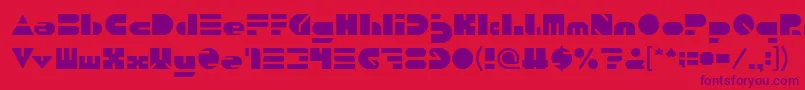 Więcej informacji o czcionce PUSH THE BUTTON Czcionka PUSH THE BUTTON – fioletowe czcionki na czerwonym tle