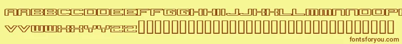 フォントPusher – 茶色の文字が黄色の背景にあります。