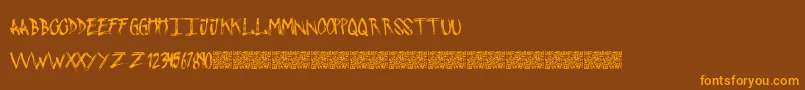 PushingSticks-Schriftart – Orangefarbene Schriften auf braunem Hintergrund