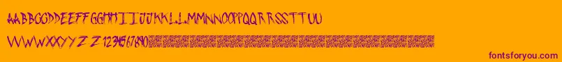 PushingSticks-Schriftart – Violette Schriften auf orangefarbenem Hintergrund