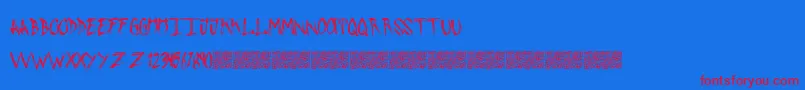 フォントPushingSticks – 赤い文字の青い背景
