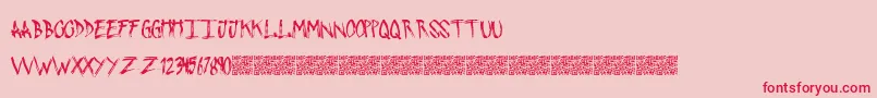 フォントPushingSticks – ピンクの背景に赤い文字