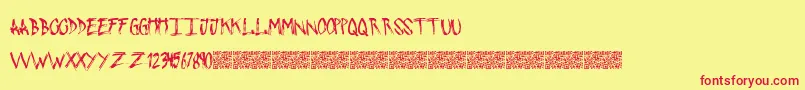 PushingSticks Font – Red Fonts on Yellow Background