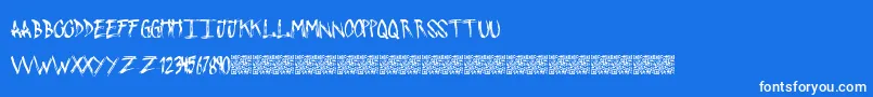 PushingSticks-Schriftart – Weiße Schriften auf blauem Hintergrund