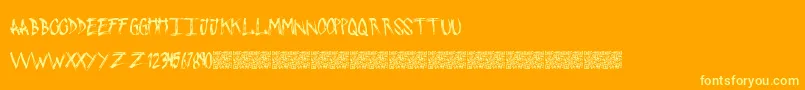PushingSticks-Schriftart – Gelbe Schriften auf orangefarbenem Hintergrund
