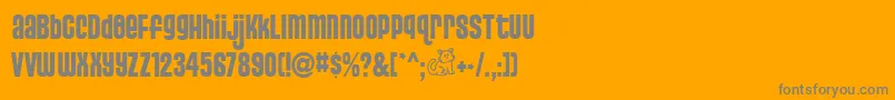 PUSSS   -Schriftart – Graue Schriften auf orangefarbenem Hintergrund