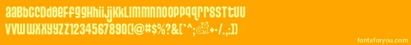 PUSSS   -Schriftart – Gelbe Schriften auf orangefarbenem Hintergrund