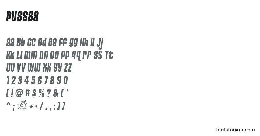 Czcionka PUSSSA   (137563) – alfabet, cyfry, specjalne znaki