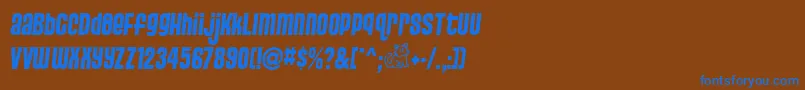 PUSSSA  -Schriftart – Blaue Schriften auf braunem Hintergrund