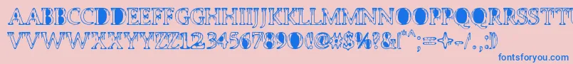 フォントPUTTANA ANTIQUE – ピンクの背景に青い文字